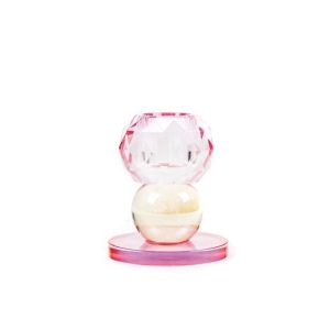 HV Crystal Candleholder Pink/Amber